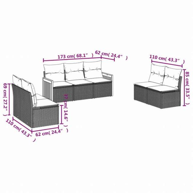 vidaXL ガーデンソファ7点セット クッション付き グレー ポリラタン家具 アウトドア家具 屋外家具セット(代引不可)【送料無料】_2