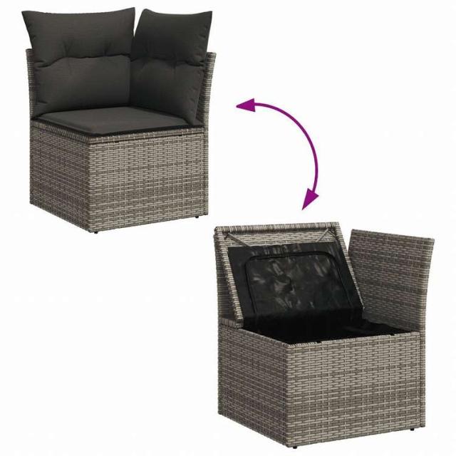 vidaXL ガーデンソファ6点セット クッション付き グレー ポリラタン製家具 アウトドア家具 屋外家具セット(代引不可)【送料無料】