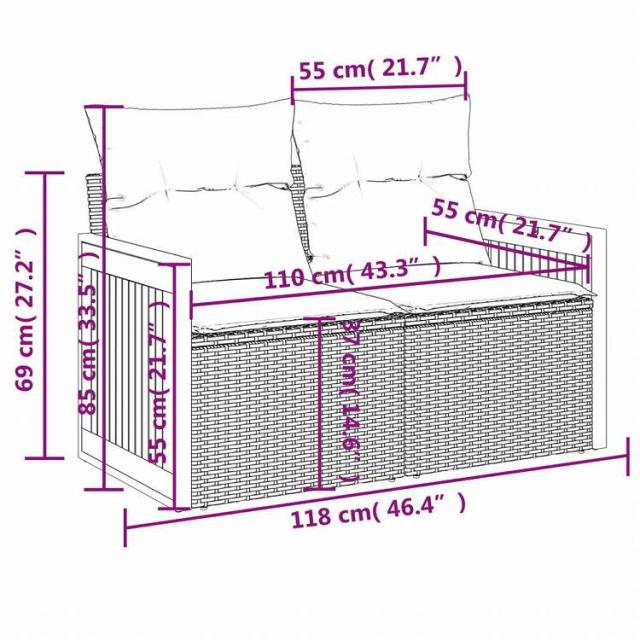 vidaXL ガーデンソファ6点セット クッション付き グレー ポリラタン製家具 アウトドア家具 屋外家具セット(代引不可)【送料無料】
