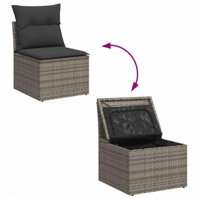 vidaXL ガーデンソファ6点セット クッション付き グレー ポリラタン製家具 アウトドア家具 屋外家具セット(代引不可)【送料無料】