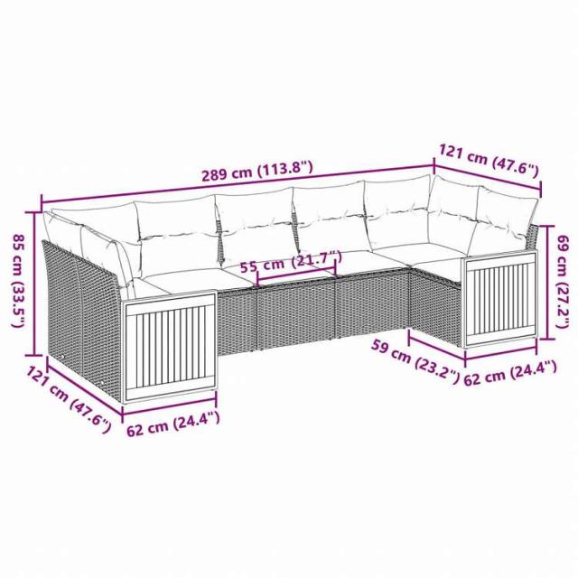 vidaXL ガーデンソファ7点セット クッション付き グレー ポリラタン家具 アウトドア家具 屋外家具セット(代引不可)【送料無料】_2