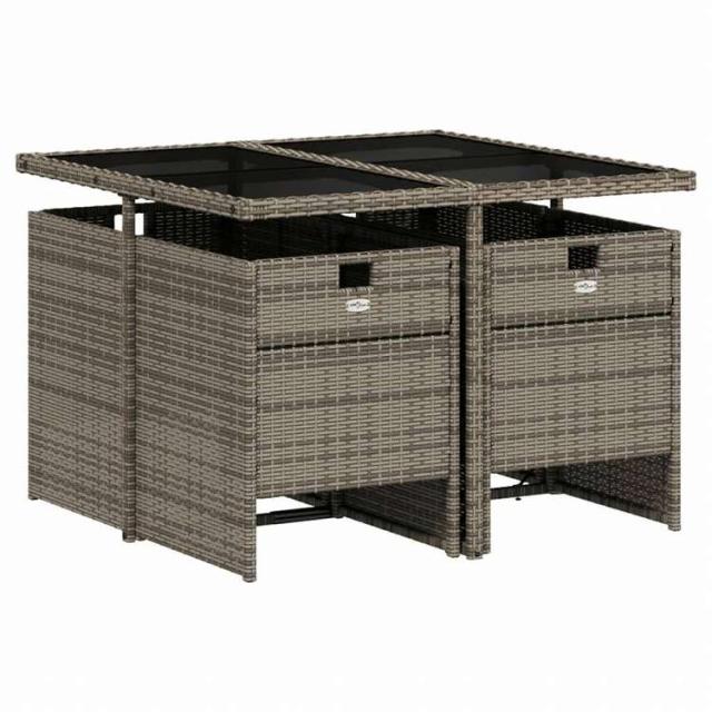 vidaXL ガーデンダイニングセット 5点 クッション付き グレー ポリラタン製家具 アウトドア家具 屋外家具セット(代引不可)【送料無料】_2