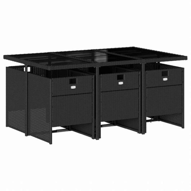 vidaXL ガーデンダイニング7点セット クッション付き ブラック ポリラタン製家具 アウトドア家具 屋外家具セット(代引不可)【送料無料】_2