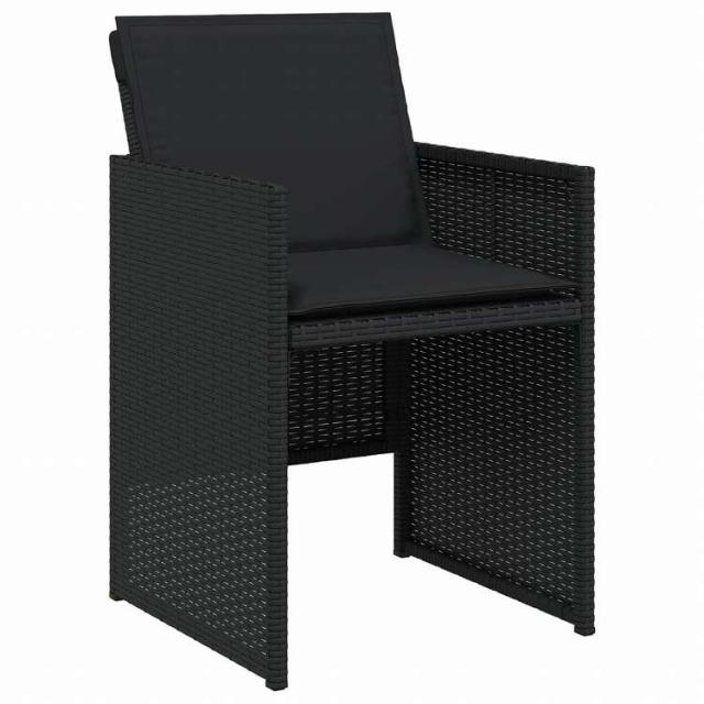 vidaXL ガーデンダイニング7点セット クッション付き ブラック ポリラタン製家具 アウトドア家具 屋外家具セット(代引不可)【送料無料】_4