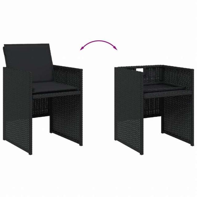 vidaXL ガーデンダイニング7点セット クッション付き ブラック ポリラタン製家具 アウトドア家具 屋外家具セット(代引不可)【送料無料】_5