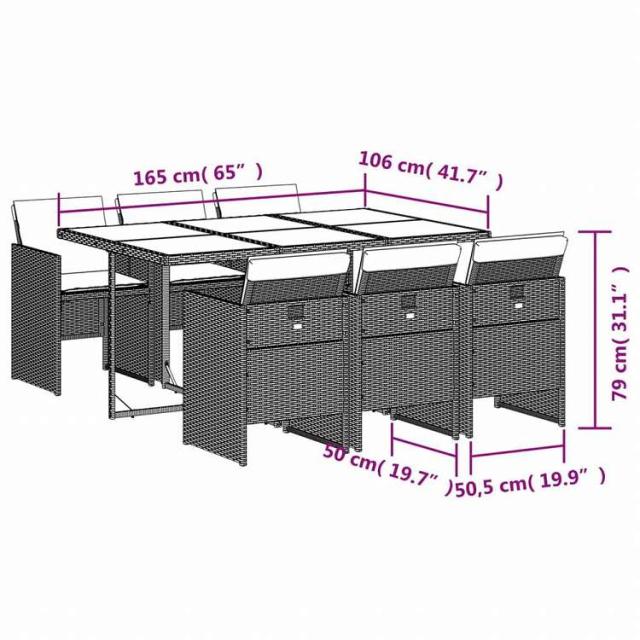 vidaXL ガーデンダイニング7点セット クッション付き ブラック ポリラタン製家具 アウトドア家具 屋外家具セット(代引不可)【送料無料】_8