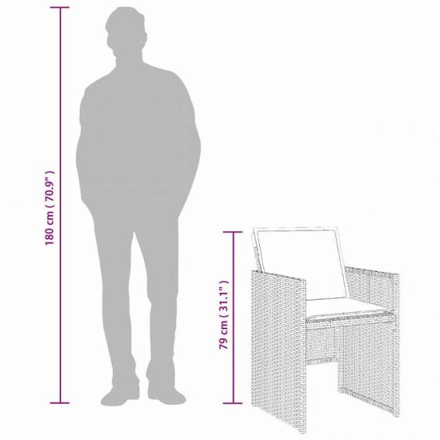 vidaXL ガーデンダイニング7点セット クッション付き ポリラタン製 グレー家具 アウトドア家具 屋外家具セット(代引不可)【送料無料】