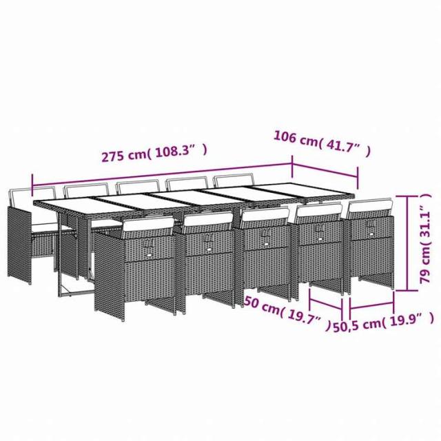 vidaXL ガーデンダイニング11点セット クッション付き グレー ポリラタン製家具 アウトドア家具 屋外家具セット(代引不可)【送料無料】_8