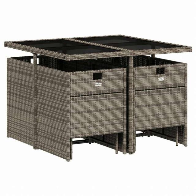 vidaXL ガーデンダイニングセット 9点 クッション付き グレー ポリラタン製家具 アウトドア家具 屋外家具セット(代引不可)【送料無料】_2