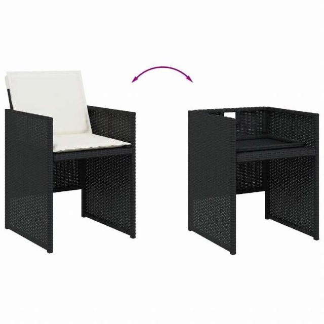 vidaXL ガーデンダイニング9点セット クッション付き ブラック ポリラタン製家具 アウトドア家具 屋外家具セット(代引不可)【送料無料】_6