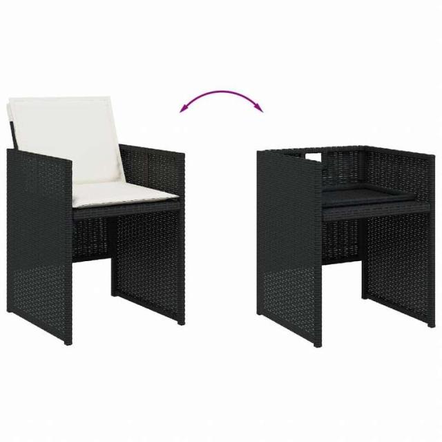 vidaXL ガーデンダイニング9点セット クッション付き ブラック ポリラタン製家具 アウトドア家具 屋外家具セット(代引不可)【送料無料】_4