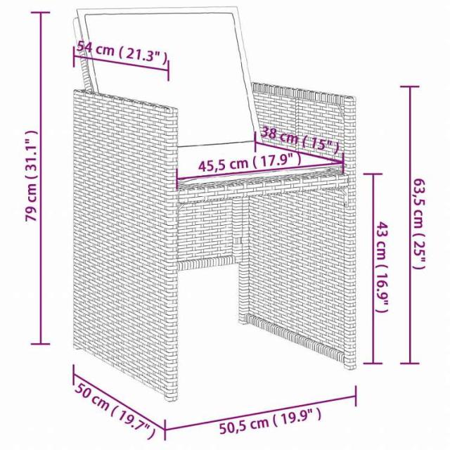 vidaXL ガーデンダイニング9点セット クッション付き ブラック ポリラタン製家具 アウトドア家具 屋外家具セット(代引不可)【送料無料】_8
