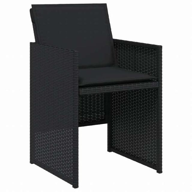 vidaXL ガーデンチェア クッション付き 4点 ブラック ポリラタン製家具 アウトドア家具 屋外椅子 アウトドアベンチチェア(代引不可)【送料無料】_2