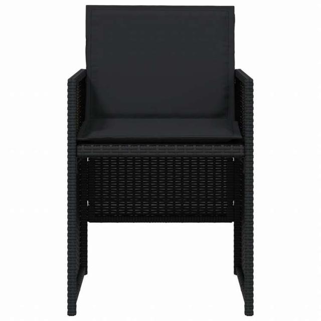 vidaXL ガーデンチェア クッション付き 4点 ブラック ポリラタン製家具 アウトドア家具 屋外椅子 アウトドアベンチチェア(代引不可)【送料無料】_4
