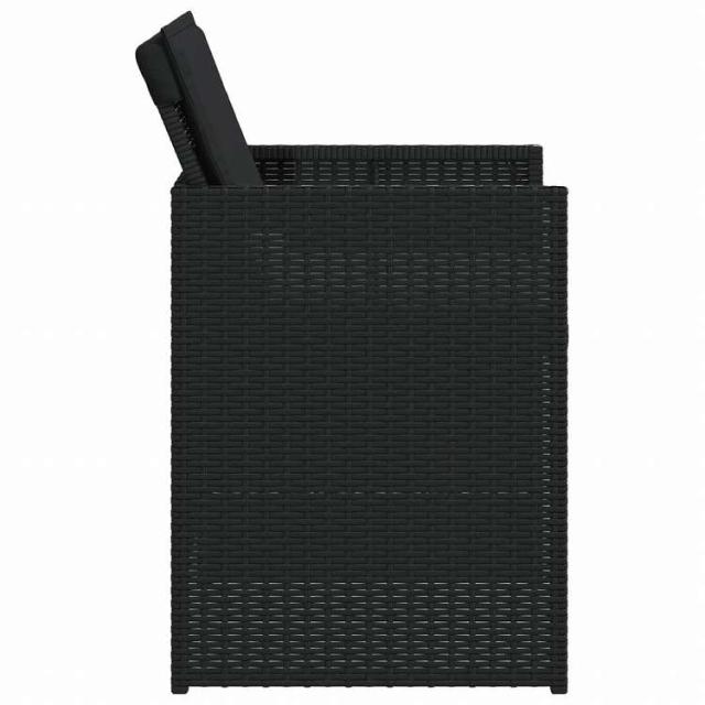 vidaXL ガーデンチェア クッション付き 4点 ブラック ポリラタン製家具 アウトドア家具 屋外椅子 アウトドアベンチチェア(代引不可)【送料無料】_5