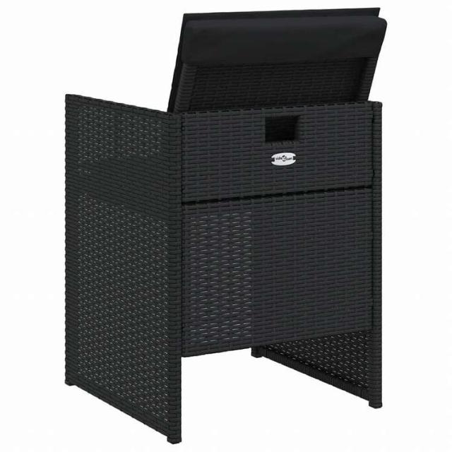 vidaXL ガーデンチェア クッション付き 4点 ブラック ポリラタン製家具 アウトドア家具 屋外椅子 アウトドアベンチチェア(代引不可)【送料無料】_6