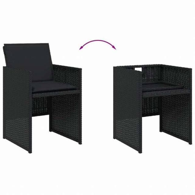 vidaXL ガーデンチェア クッション付き 4点 ブラック ポリラタン製家具 アウトドア家具 屋外椅子 アウトドアベンチチェア(代引不可)【送料無料】_7