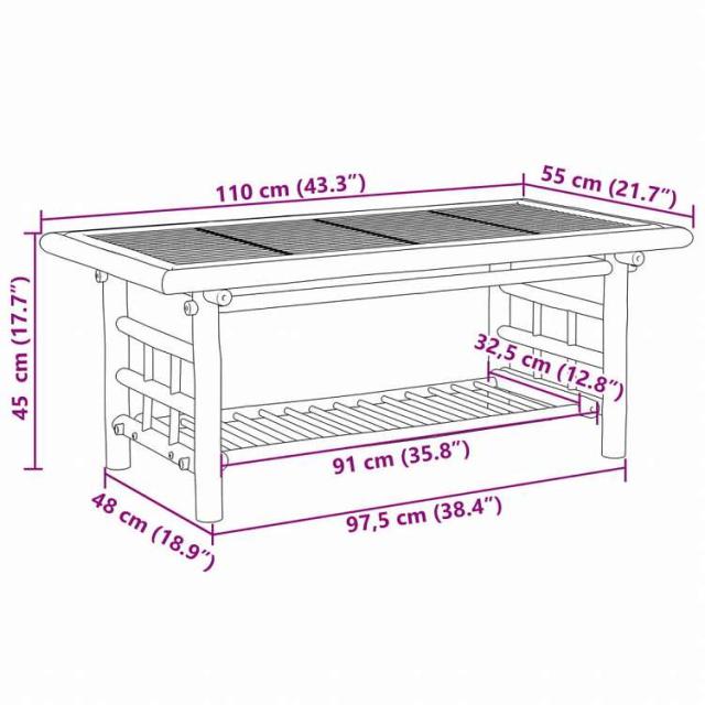 vidaXL コーヒーテーブル 110x55x45 cm 竹製家具 テーブル アクセントテーブル コーヒーテーブル(代引不可)【送料無料】_6
