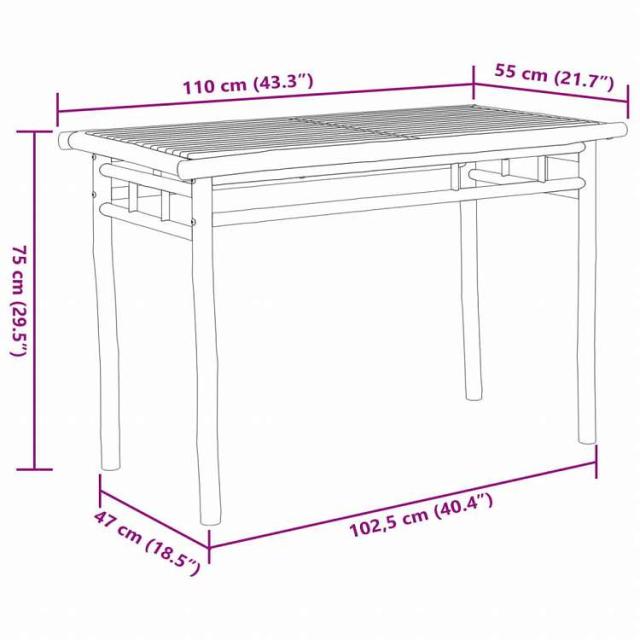 vidaXL ガーデンダイニングテーブル 110x55x75 cm 竹製家具 アウトドア家具 アウトドアテーブル(代引不可)【送料無料】_7