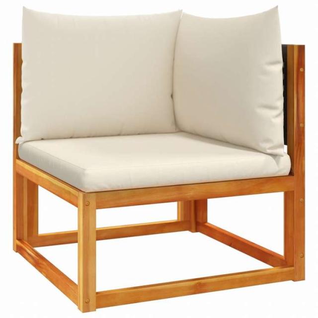 vidaXL ガーデン用コーナーソファ クッション付き アカシア無垢材家具 アウトドア家具 屋外椅子 屋外ソファ(代引不可)【送料無料】_1