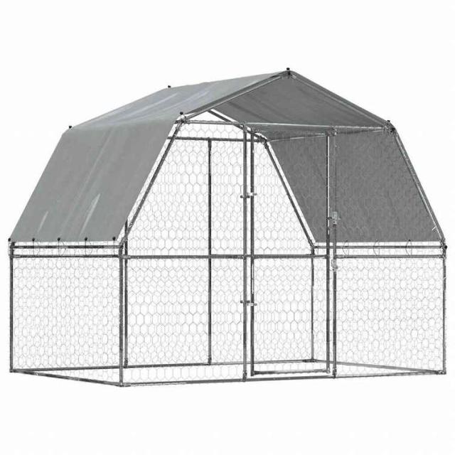 vidaXL 犬用ケージ ルーフ&ドア付き シルバー 亜鉛メッキ鋼製動物&ペット用品 ペット用品 犬用品 ドッグハウス(代引不可)【送料無料】_1