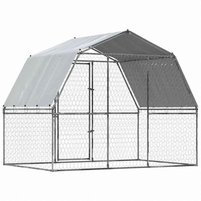 vidaXL 犬用ケージ ルーフ&ドア付き シルバー 亜鉛メッキ鋼製動物&ペット用品 ペット用品 犬用品 ドッグハウス(代引不可)【送料無料】_5