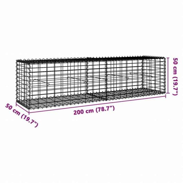 vidaXL 蛇籠バスケット カバー付き 200x50x50cm 亜鉛メッキ鉄ホーム&ガーデン 芝&ガーデン ガーデニング 鉢植え・プランター(代引不可)【送料無料】_6