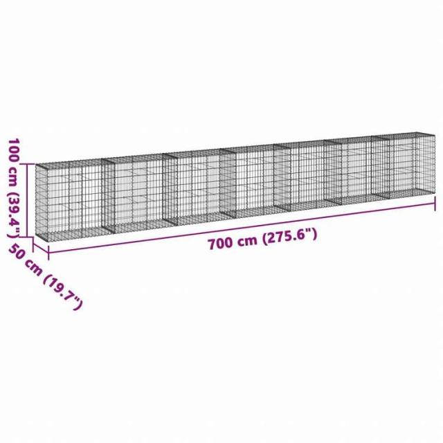 vidaXL 蛇籠バスケット カバー付き 700x50x100cm 亜鉛メッキ鉄ホーム&ガーデン 芝&ガーデン ガーデニング 鉢植え・プランター(代引不可)【送料無料】_6