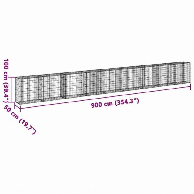 vidaXL 蛇籠バスケット カバー付き 900x50x100cm 亜鉛メッキ鉄ホーム&ガーデン 芝&ガーデン ガーデニング 鉢植え・プランター(代引不可)【送料無料】_6