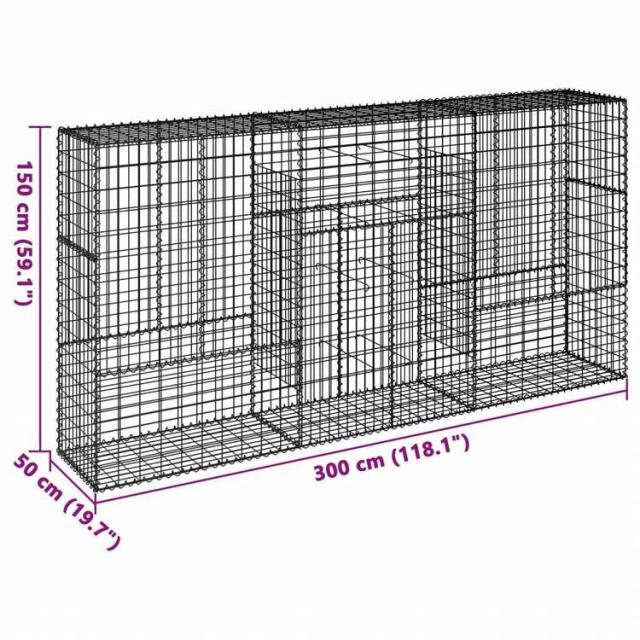 vidaXL 蛇籠バスケット カバー付き 300x50x150cm 亜鉛メッキ鉄ホーム&ガーデン 芝&ガーデン ガーデニング 鉢植え・プランター(代引不可)【送料無料】_6