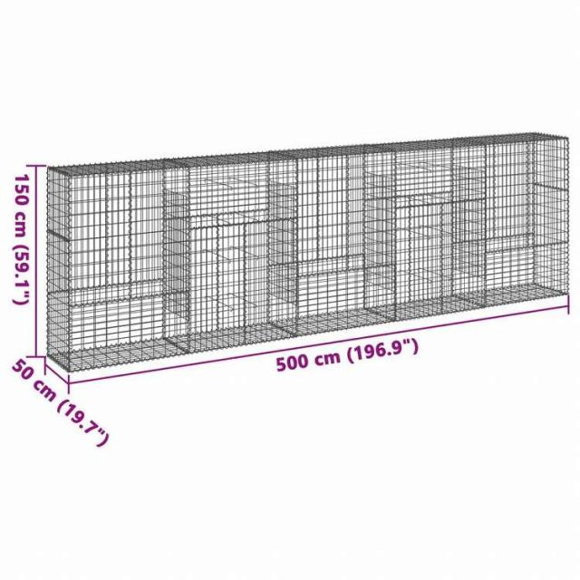 vidaXL 蛇籠バスケット カバー付き 500x50x150cm 亜鉛メッキ鉄ホーム&ガーデン 芝&ガーデン ガーデニング 鉢植え・プランター(代引不可)【送料無料】_6