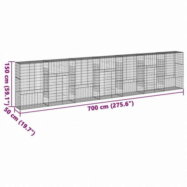 vidaXL 蛇籠バスケット カバー付き 700x50x150cm 亜鉛メッキ鉄ホーム&ガーデン 芝&ガーデン ガーデニング 鉢植え・プランター(代引不可)【送料無料】_6