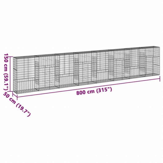 vidaXL 蛇籠バスケット カバー付き 800x50x150cm 亜鉛メッキ鉄ホーム&ガーデン 芝&ガーデン ガーデニング 鉢植え・プランター(代引不可)【送料無料】_6