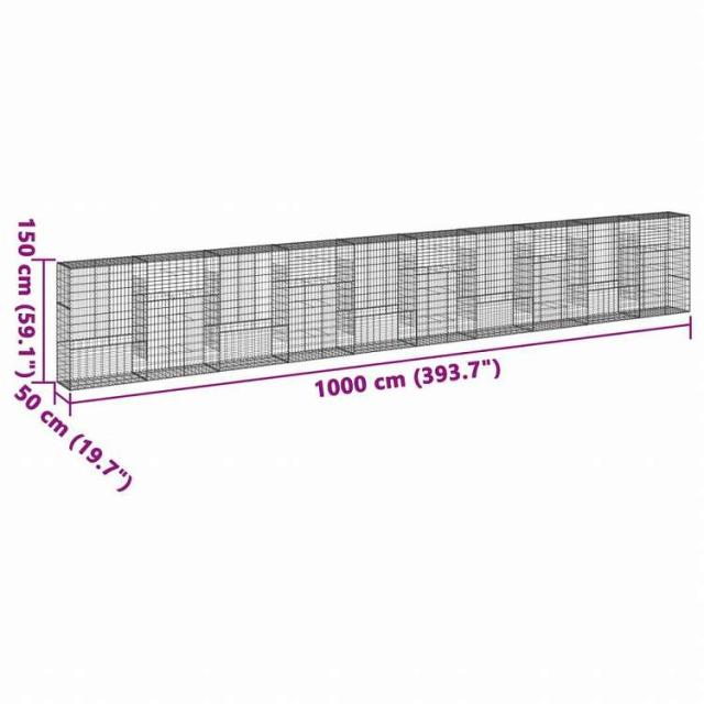 vidaXL 蛇籠バスケット カバー付き 1000x50x150cm 亜鉛メッキ鉄ホーム&ガーデン 芝&ガーデン ガーデニング 鉢植え・プランター(代引不可)【送料無料】_6