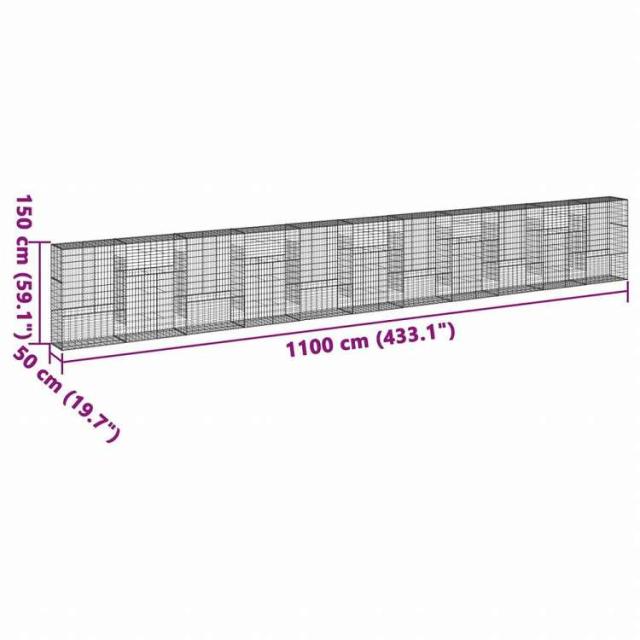 vidaXL 蛇籠バスケット カバー付き 1100x50x150cm 亜鉛メッキ鉄ホーム&ガーデン 芝&ガーデン ガーデニング 鉢植え・プランター(代引不可)【送料無料】_6