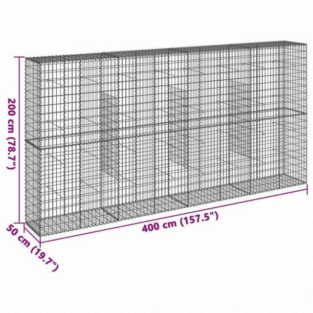 vidaXL 蛇籠バスケット カバー付き 400x50x200cm 亜鉛メッキ鉄ホーム&ガーデン 芝&ガーデン ガーデニング 鉢植え・プランター(代引不可)【送料無料】_6