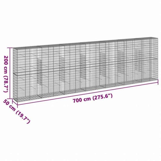 vidaXL 蛇籠バスケット カバー付き 700x50x200cm 亜鉛メッキ鉄ホーム&ガーデン 芝&ガーデン ガーデニング 鉢植え・プランター(代引不可)【送料無料】_6