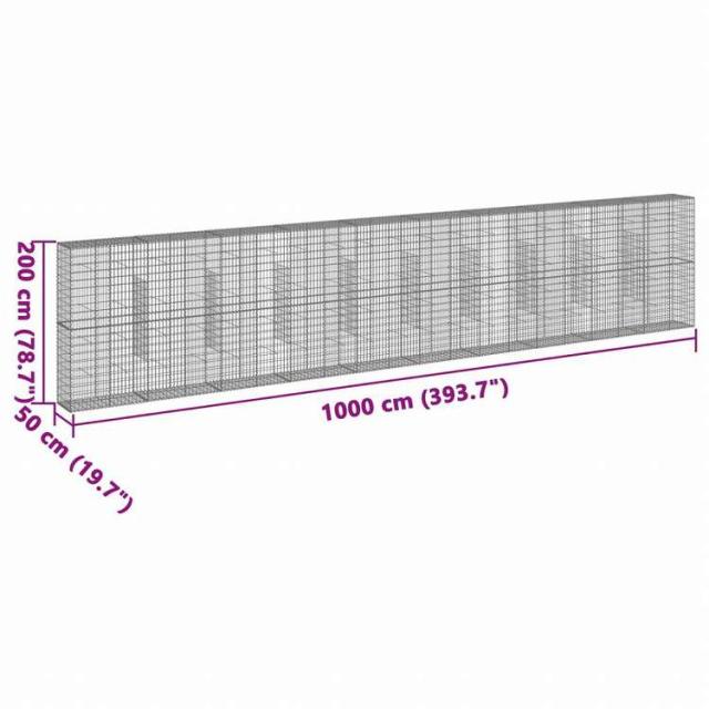 vidaXL 蛇籠バスケット カバー付き 1000x50x200cm 亜鉛メッキ鉄ホーム&ガーデン 芝&ガーデン ガーデニング 鉢植え・プランター(代引不可)【送料無料】_6