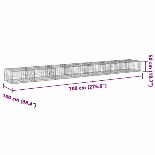 vidaXL 蛇籠バスケット カバー付き 700x100x50cm 亜鉛メッキ鉄ホーム&ガーデン 芝&ガーデン ガーデニング 鉢植え・プランター(代引不可)【送料無料】_6