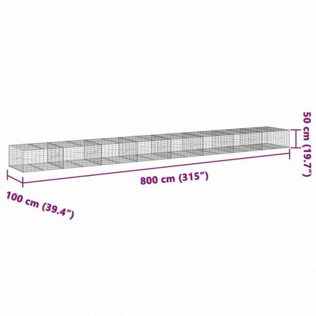 vidaXL 蛇籠バスケット カバー付き 800x100x50cm 亜鉛メッキ鉄ホーム&ガーデン 芝&ガーデン ガーデニング 鉢植え・プランター(代引不可)【送料無料】_6