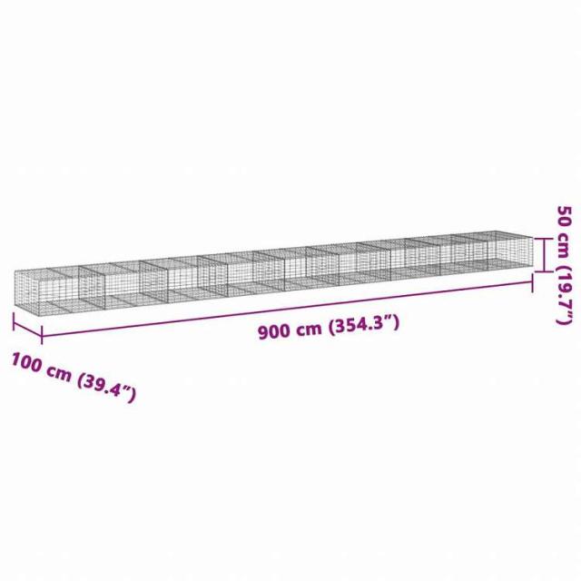 vidaXL 蛇籠バスケット カバー付き 900x100x50cm 亜鉛メッキ鉄ホーム&ガーデン 芝&ガーデン ガーデニング 鉢植え・プランター(代引不可)【送料無料】_6