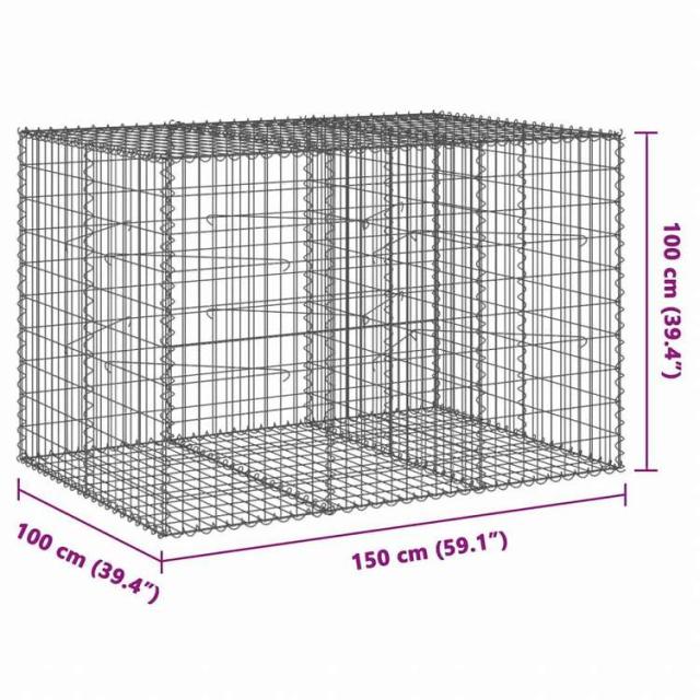 vidaXL 蛇籠バスケット カバー付き 150x100x100cm 亜鉛メッキ鉄ホーム&ガーデン 芝&ガーデン ガーデニング 鉢植え・プランター(代引不可)【送料無料】_6