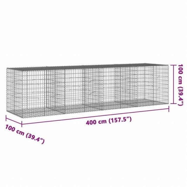 vidaXL 蛇籠バスケット カバー付き 400x100x100cm 亜鉛メッキ鉄ホーム&ガーデン 芝&ガーデン ガーデニング 鉢植え・プランター(代引不可)【送料無料】_6
