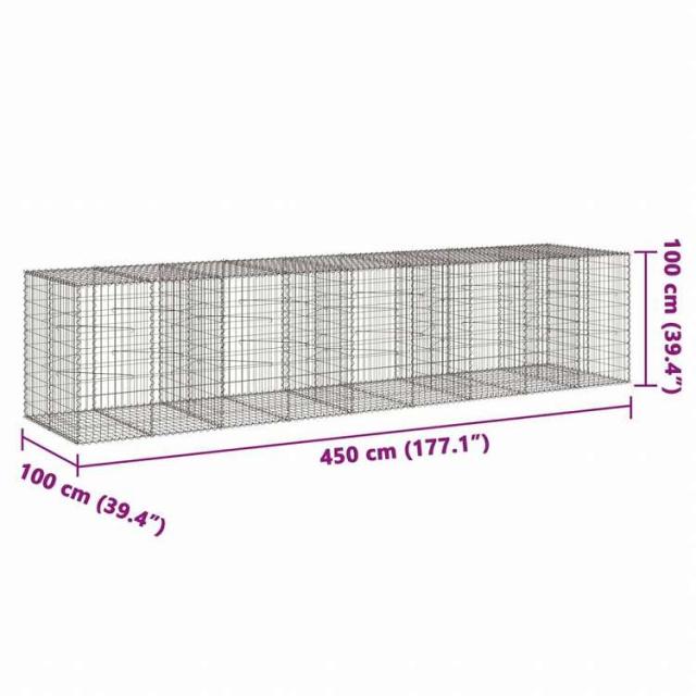 vidaXL 蛇籠バスケット カバー付き 450x100x100cm 亜鉛メッキ鉄ホーム&ガーデン 芝&ガーデン ガーデニング 鉢植え・プランター(代引不可)【送料無料】_6