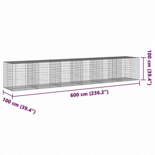 vidaXL 蛇籠バスケット カバー付き 600x100x100cm 亜鉛メッキ鉄ホーム&ガーデン 芝&ガーデン ガーデニング 鉢植え・プランター(代引不可)【送料無料】_6