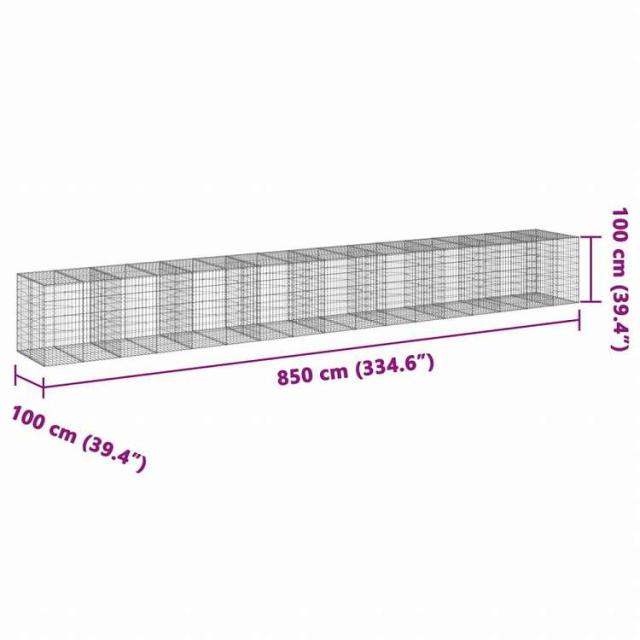 vidaXL 蛇籠バスケット カバー付き 850x100x100cm 亜鉛メッキ鉄ホーム&ガーデン 芝&ガーデン ガーデニング 鉢植え・プランター(代引不可)【送料無料】_6