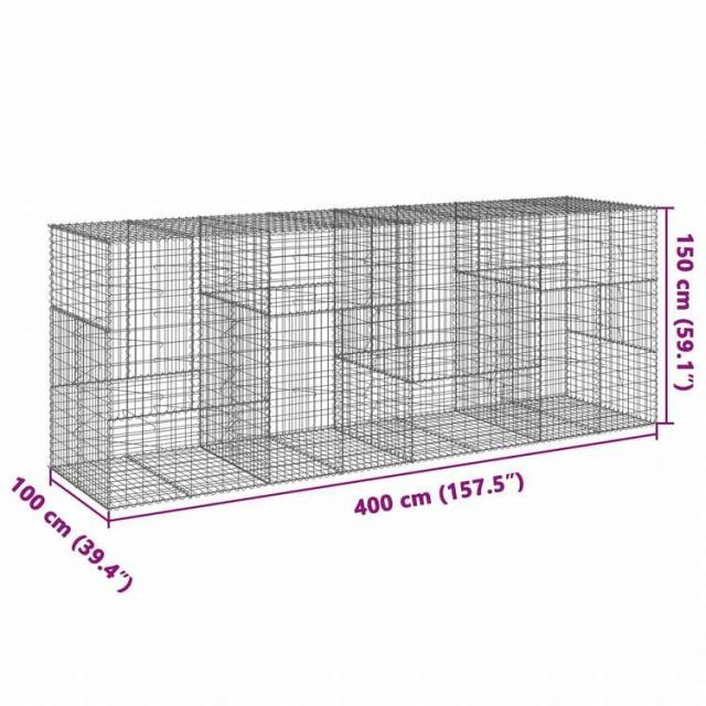vidaXL 蛇籠バスケット カバー付き 400x100x150cm 亜鉛メッキ鉄ホーム&ガーデン 芝&ガーデン ガーデニング 鉢植え・プランター(代引不可)【送料無料】_6