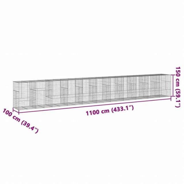 vidaXL 蛇籠バスケット カバー付き 1100x100x150cm 亜鉛メッキ鉄ホーム&ガーデン 芝&ガーデン ガーデニング 鉢植え・プランター(代引不可)【送料無料】_6