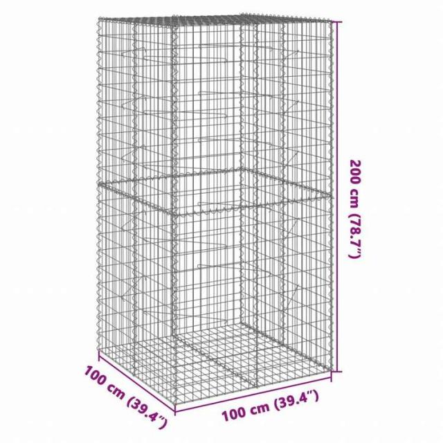 vidaXL 蛇籠バスケット カバー付き 100x100x200cm 亜鉛メッキ鉄ホーム&ガーデン 芝&ガーデン ガーデニング 鉢植え・プランター(代引不可)【送料無料】_6