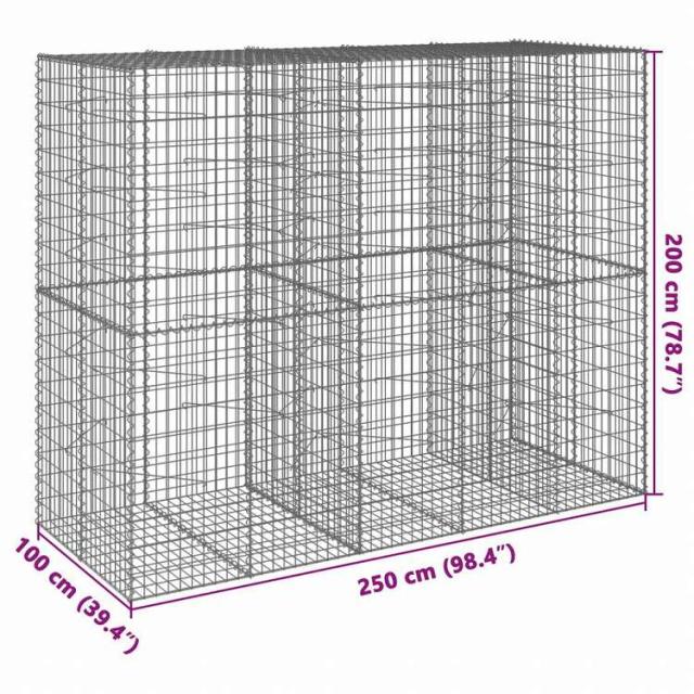 vidaXL 蛇籠バスケット カバー付き 250x100x200cm 亜鉛メッキ鉄ホーム&amp;ガーデン 芝&amp;ガーデン ガーデニング 鉢植え・プランター(代引不可)【送料無料】_6